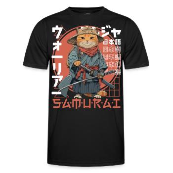 Samurai Cat Kawaii Japanese Ninja Cat - Men's Functional T-Shirt - black - Front - AI Model Male 178 dark (178cm)