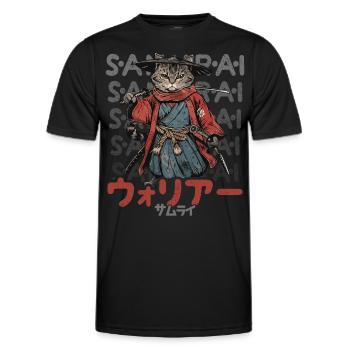 Samurai Cat Kawaii Japanese Ninja Cat - Men's Functional T-Shirt - black - Front - AI Model Male 178 dark (178cm)