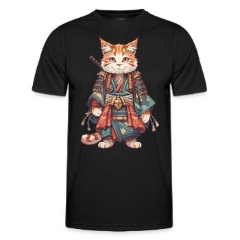 Samurai Cat Kawaii Japanese Ninja Cat - Men's Functional T-Shirt - black - Front - AI Model Male 178 dark (178cm)