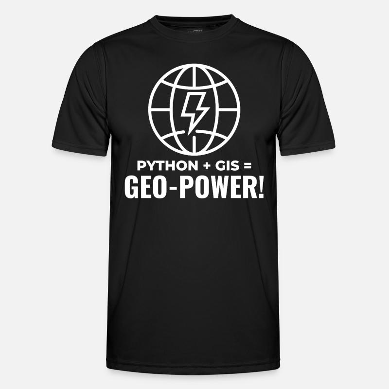 Python SIG Géo-Puissance Programmation Géospatial - T-shirt sport Homme - noir