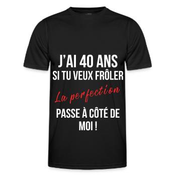 J’ai 40 ans cadeau anniversaire 40 ans humour - T-shirt sport Homme - noir - Devant - AI Model Male 178 dark (178cm)