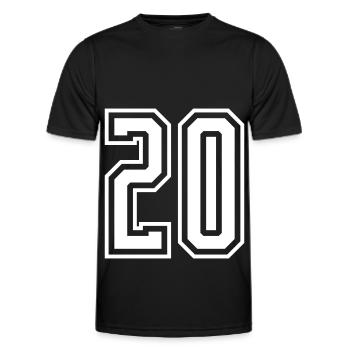 20 Number number - Men's Functional T-Shirt - black - Front - AI Model Male 178 dark (178cm)