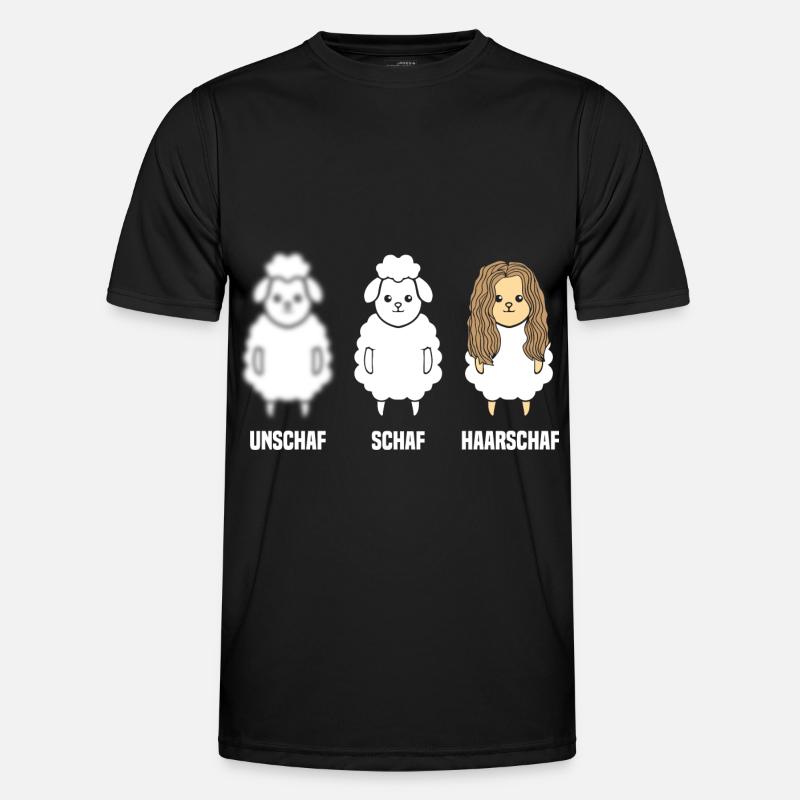 Schaf Unschaf Haarschaf - Männer Funktions-T-Shirt - Schwarz