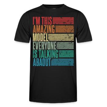 Vintage Mannequin Modèle Cadeau Rétro - T-shirt sport Homme - noir - Devant - AI Model Male 178 dark (178cm)