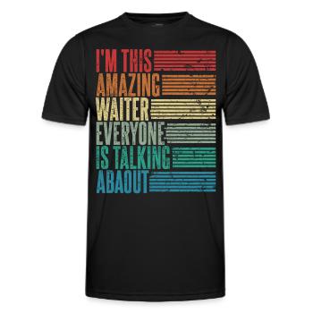 Restaurant Vintage Serveur Professionnel Cadeau Rétro - T-shirt sport Homme - noir - Devant - AI Model Male 178 dark (178cm)