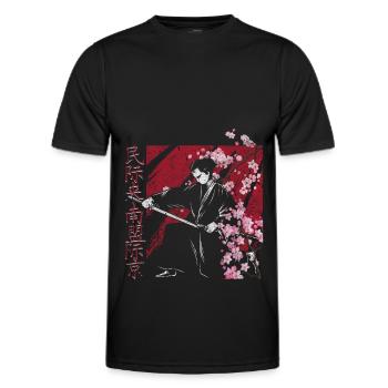 Fleur de cerisier - T-shirt sport Homme - noir - Devant - AI Model Male 178 dark (178cm)