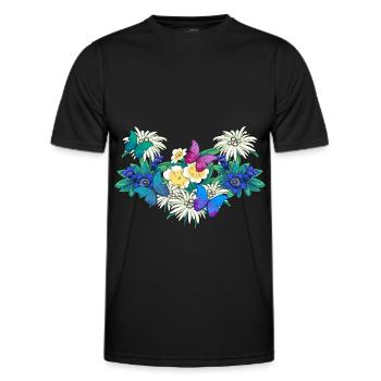 Début de la saison printanière Fleurs Papillons - T-shirt sport Homme - noir - Devant - AI Model Male 178 dark (178cm)