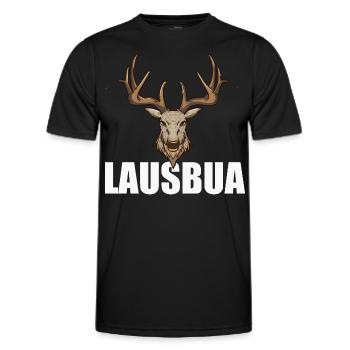 Lausbua Hirsch Lederhosen - Männer Funktions-T-Shirt - Schwarz - Vorne - AI Model Male 178 dark (178cm)