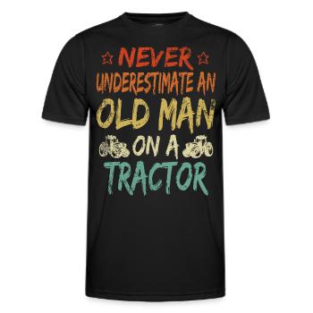 Never underestimate an old man tractor - Men's Functional T-Shirt - black - Front - AI Model Male 178 dark (178cm)