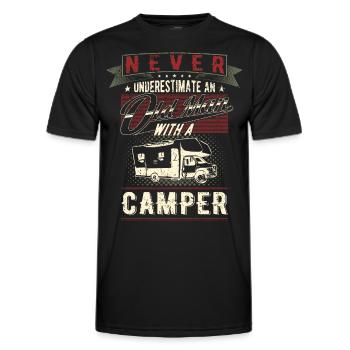Never underestimate an old man's motorhome - Men's Functional T-Shirt - black - Front - AI Model Male 178 dark (178cm)