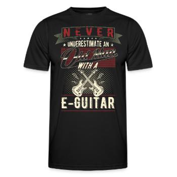 Unterschätze niemals einen alten Mann E-Gitarre - Männer Funktions-T-Shirt - Schwarz - Vorne - AI Model Male 178 dark (178cm)