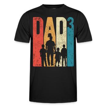 Papa jusqu’à 3 Papa Jusqu’à 3 Enfants Trois garçons Rétro - T-shirt sport Homme - noir - Devant - AI Model Male 178 dark (178cm)