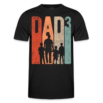 Papa jusqu’à 3 Papa Jusqu’à 3 Enfants Trois garçons Rétro - T-shirt sport Homme - noir - Devant - AI Model Male 178 dark (178cm)