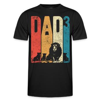 Dad Hoch 3 Papa Hoch 3 Kinder Dreifacher Papa Löwe - Männer Funktions-T-Shirt - Schwarz - Vorne - AI Model Male 178 dark (178cm)