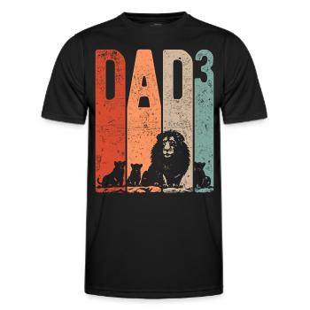 Dad Hoch 3 Papa Hoch 3 Kinder Dreifacher Papa Löwe - Männer Funktions-T-Shirt - Schwarz - Vorne - AI Model Male 178 dark (178cm)