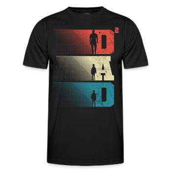 Dad Hoch 2 Papa Hoch 2 Kinder Zwei Söhne Retro - Männer Funktions-T-Shirt - Schwarz - Vorne - AI Model Male 178 dark (178cm)