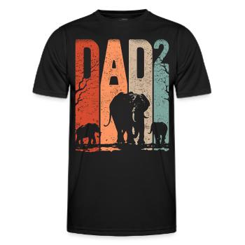 Dad Hoch 2 Papa Hoch 2 Kinder Papa Elefant - Männer Funktions-T-Shirt - Schwarz - Vorne - AI Model Male 178 dark (178cm)
