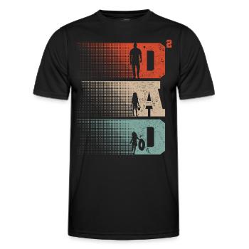 Dad Hoch 2 Papa Hoch 2 Kinder Zwei Mädchen Retro - Männer Funktions-T-Shirt - Schwarz - Vorne - AI Model Male 178 dark (178cm)