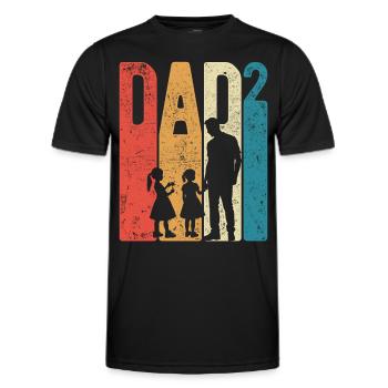 Dad Hoch 2 Papa Hoch 2 Kinder Zwei Mädchen Retro - Männer Funktions-T-Shirt - Schwarz - Vorne - AI Model Male 178 dark (178cm)