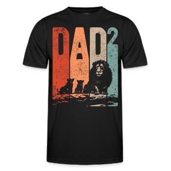 Dad Hoch 2 Papa Hoch 2 Kinder Zweifacher Papa Löwe - Männer Funktions-T-Shirt - Schwarz - Vorne - AI Model Male 178 dark (178cm)