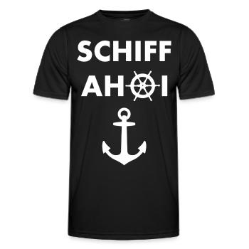 Schiff Ahoi - Männer Funktions-T-Shirt - Schwarz - Vorne - AI Model Male 178 dark (178cm)