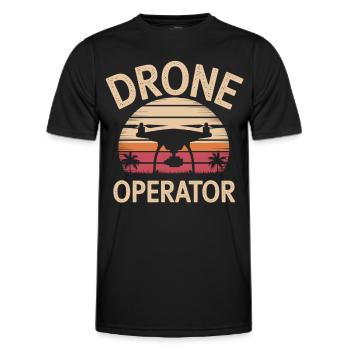 Pilote de drone coucher de soleil - T-shirt sport Homme - noir - Devant - AI Model Male 178 dark (178cm)