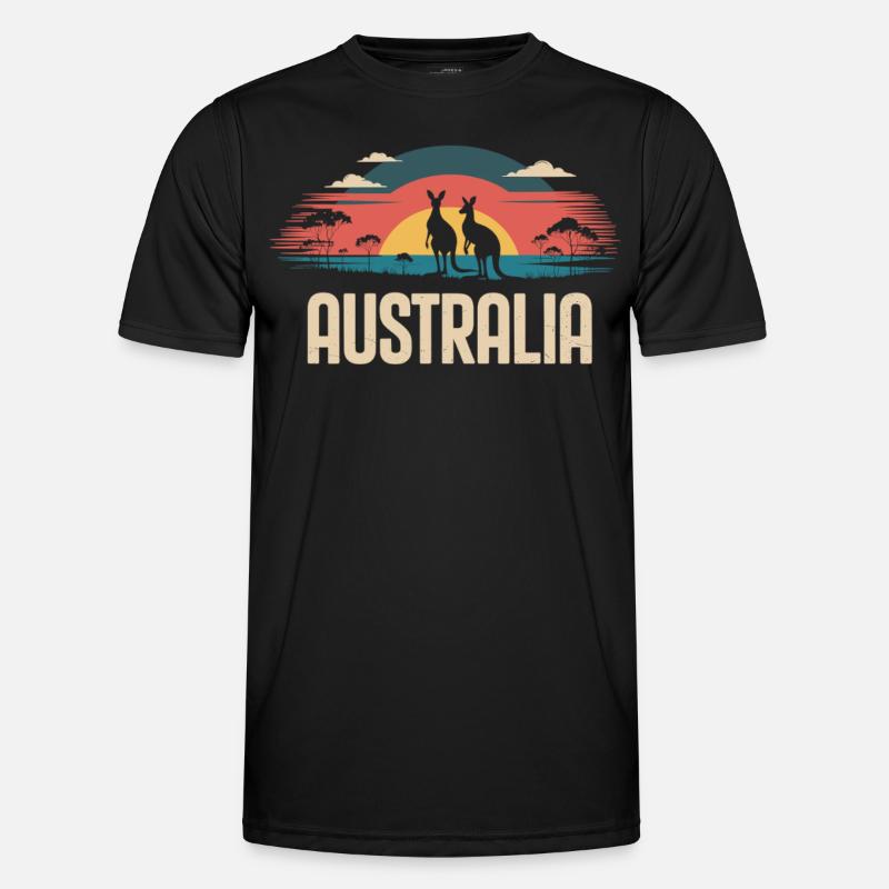 Australien mit Kängurus im Outback - Männer Funktions-T-Shirt - Schwarz