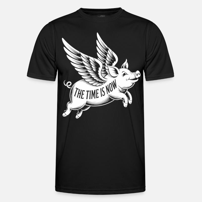 Flying pig, clear message - Men's Functional T-Shirt - black
