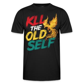 Motivationsshirt mit Flammen-Phönix - Männer Funktions-T-Shirt - Schwarz - Vorne - AI Model Male 178 dark (178cm)