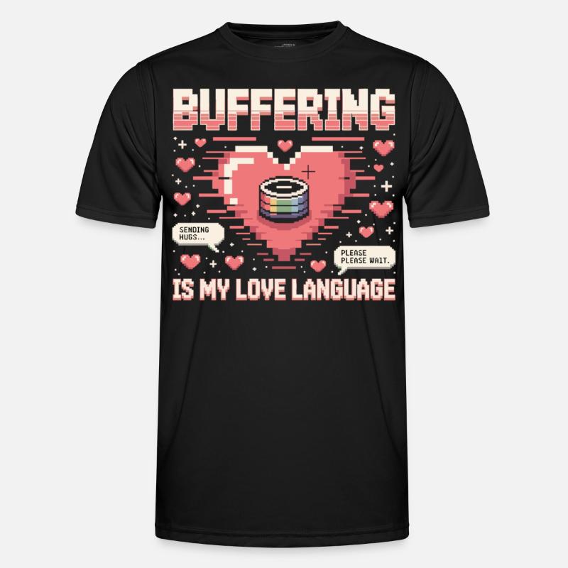 Pixel Heart Loading Bar - Men's Functional T-Shirt - black
