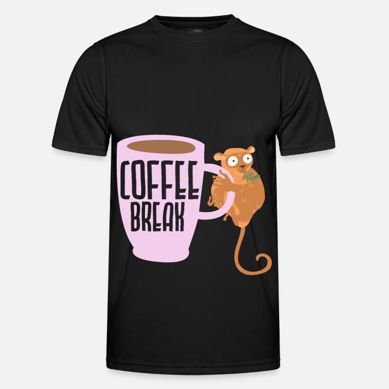 Kaffeepause Tarsierflüsterer Koffeintrinker - Männer Funktions-T-Shirt - Schwarz