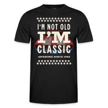 Pas vieux - classique depuis 1983 - T-shirt sport Homme - noir - Devant - AI Model Male 178 dark (178cm)