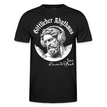 Zeus' Beats vereint: Das perfekte Open-Air T-Shirt - Männer Funktions-T-Shirt - Schwarz - Vorne - AI Model Male 178 dark (178cm)