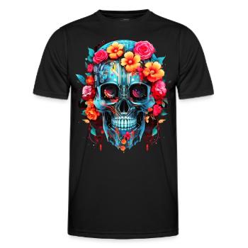 Cyborg Totenkopf Roboter Androide Sugar Skull - Männer Funktions-T-Shirt - Schwarz - Vorne - AI Model Male 178 dark (178cm)