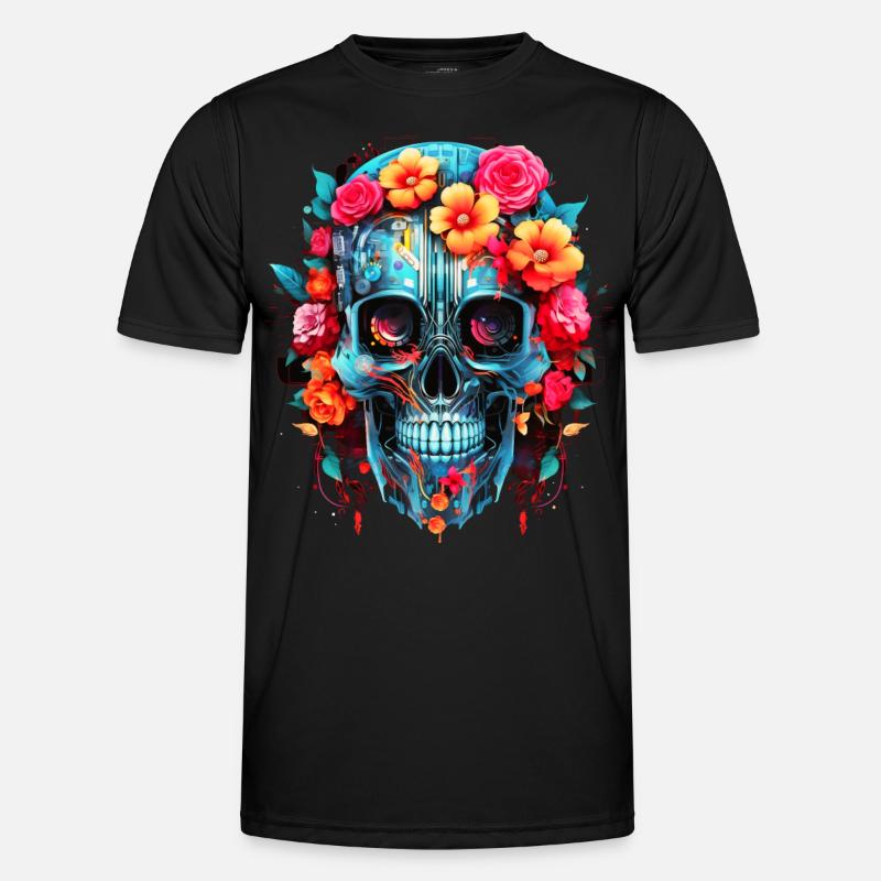 Cyborg Skull Robot Android Sugar Skull Men's Functional T-Shirt