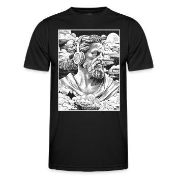 Zeus im Hip-Hop-Flow: Donnernde Beats auf Brust! - Männer Funktions-T-Shirt - Schwarz - Vorne - AI Model Male 178 dark (178cm)