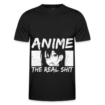 Hentai Anime Manga Japanese Etchi Waifu Kawaii - Men's Functional T-Shirt - black - Front - AI Model Male 178 dark (178cm)