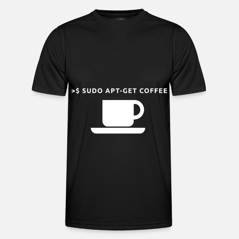 Lustiges Linux Kaffee Admin Shirt Pinguin Coder - Männer Funktions-T-Shirt - Schwarz