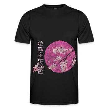 Japan Cherry Blossoms Festival Departure Pink - Men's Functional T-Shirt - black - Front - AI Model Male 178 dark (178cm)
