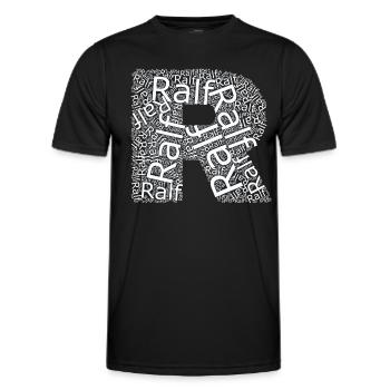 Le prénom de Ralf sous forme de nuage de mots - T-shirt sport Homme - noir - Devant - AI Model Male 178 dark (178cm)