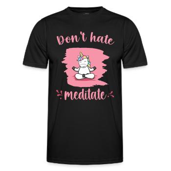 Licorne Méditation Relaxation Yoga Cadeau - T-shirt sport Homme - noir - Devant - AI Model Male 178 dark (178cm)