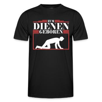 Diener - Femdom Dominanz Sklave BDSM Sub Devot - Männer Funktions-T-Shirt - Schwarz - Vorne - AI Model Male 178 dark (178cm)