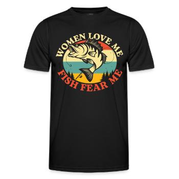 Fishermen and anglers Petri Heil - Fishing fishing - Men's Functional T-Shirt - black - Front - AI Model Male 178 dark (178cm)