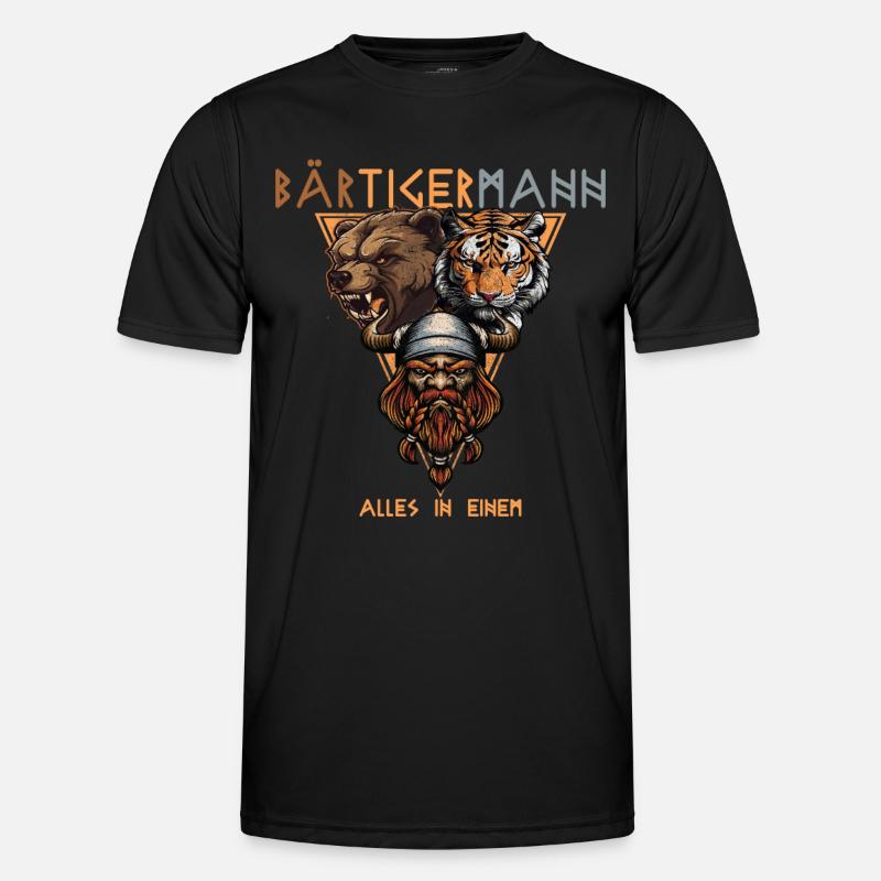 Wikinger - Bärtigermann Bär Tiger Mann - Männer Funktions-T-Shirt - Schwarz