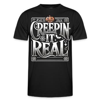 Creepin' It Real - Elegant Halloween Shirt - Men's Functional T-Shirt - black - Front - AI Model Male 178 dark (178cm)