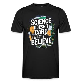Atheists: Sayings of Science Research - Men's Functional T-Shirt - black - Front - AI Model Male 178 dark (178cm)