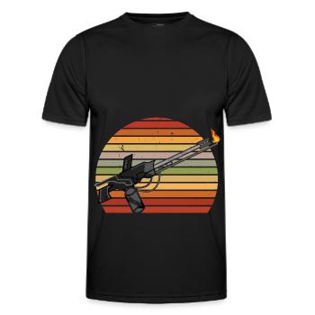 Retro Flammenwerfer Lover Flammenwerfer Hot Burn - Männer Funktions-T-Shirt - Schwarz - Vorne - AI Model Male 178 dark (178cm)