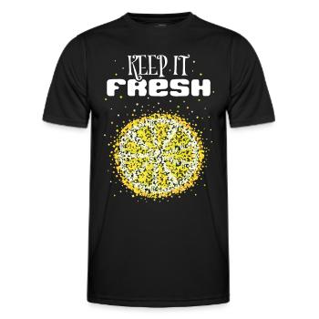 Costume de citron Remplacement Carnaval Cadeau Carnaval - T-shirt sport Homme - noir - Devant - AI Model Male 178 dark (178cm)