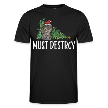 Anti Weihnachten Katzen Weihnachtsmuffel Tanne - Männer Funktions-T-Shirt - Schwarz - Vorne - AI Model Male 178 dark (178cm)