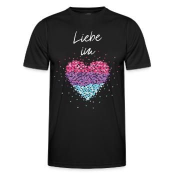 Love in the Heart Bisexual Bisexuality Flag Homo - Men's Functional T-Shirt - black - Front - AI Model Male 178 dark (178cm)